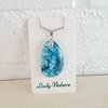 Oceaan - zee hanger ketting: handgemaakt aqua blauw glazen sieraad, op zee geïnspireerd uniek sieraad.