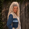 One of a Kind Upcycled Blazer met Denim Applicatie
