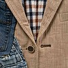 One of a Kind Upcycled Blazer met Denim Applicatie