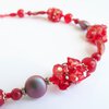 Rode edelstenen ketting met carneool, granaat en Swarovski-kristallen