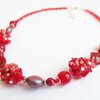 Rode edelstenen ketting met carneool, granaat en Swarovski-kristallen