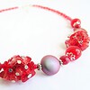 Rode edelstenen ketting met carneool, granaat en Swarovski-kristallen