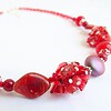 Rode edelstenen ketting met carneool, granaat en Swarovski-kristallen