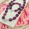 Sieraden set ketting + armband paars zilver