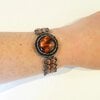 Tijgeroog armband met handgeweven kralenband en Czech Ginkgo kralen