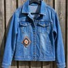 Upcycled Denim Jasje – Granny Squares & Rode Franjes – One of a Kind