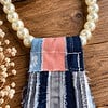 Upcycled Denim Ketting-Stropdas met Parels – One of a Kind