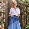 Upcycled Denim Maxi Rok – Boho Patchwork – One of a Kind