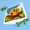 Zonnebloem egel, 135x135mm verjaardagskaart