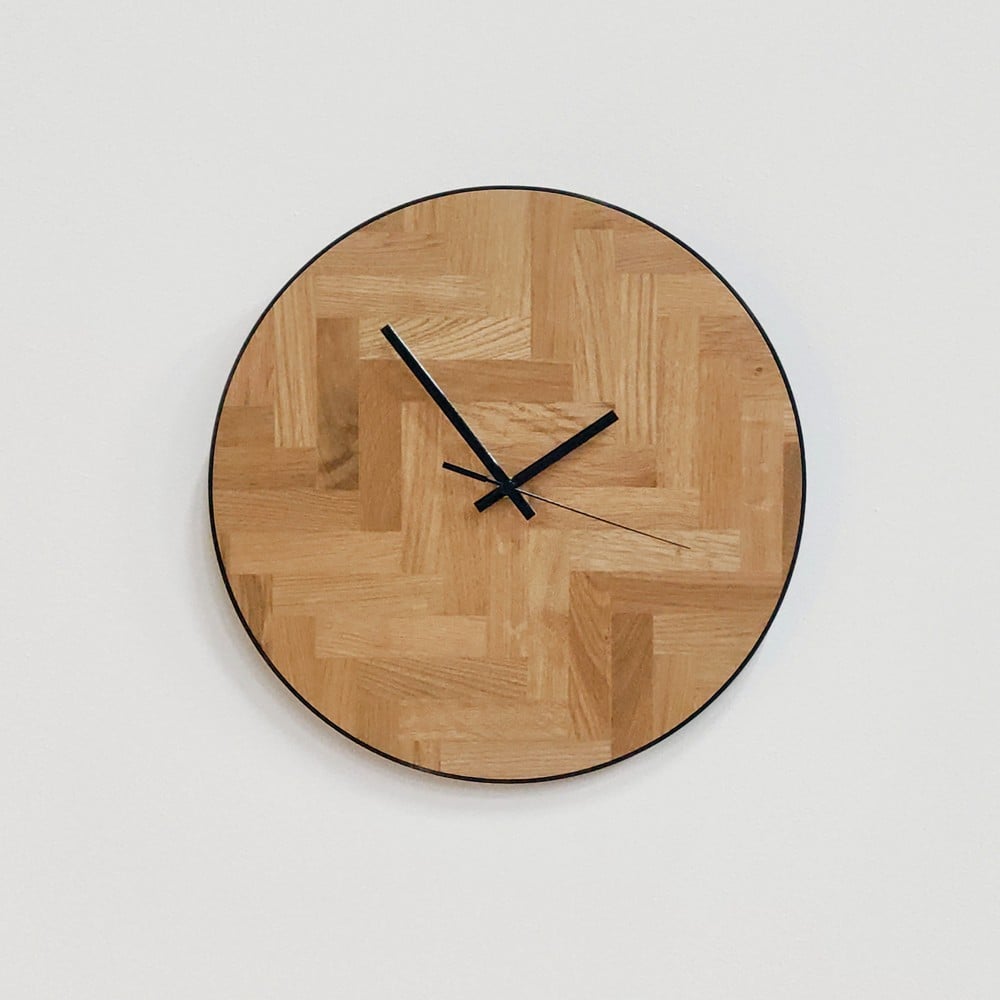 Handmade Herringbone Clock - Upcycled Oak Masterpiece - 60366.jpeg Klok - Tijdloze elegantie voor jouw interieur - Handgemaakt