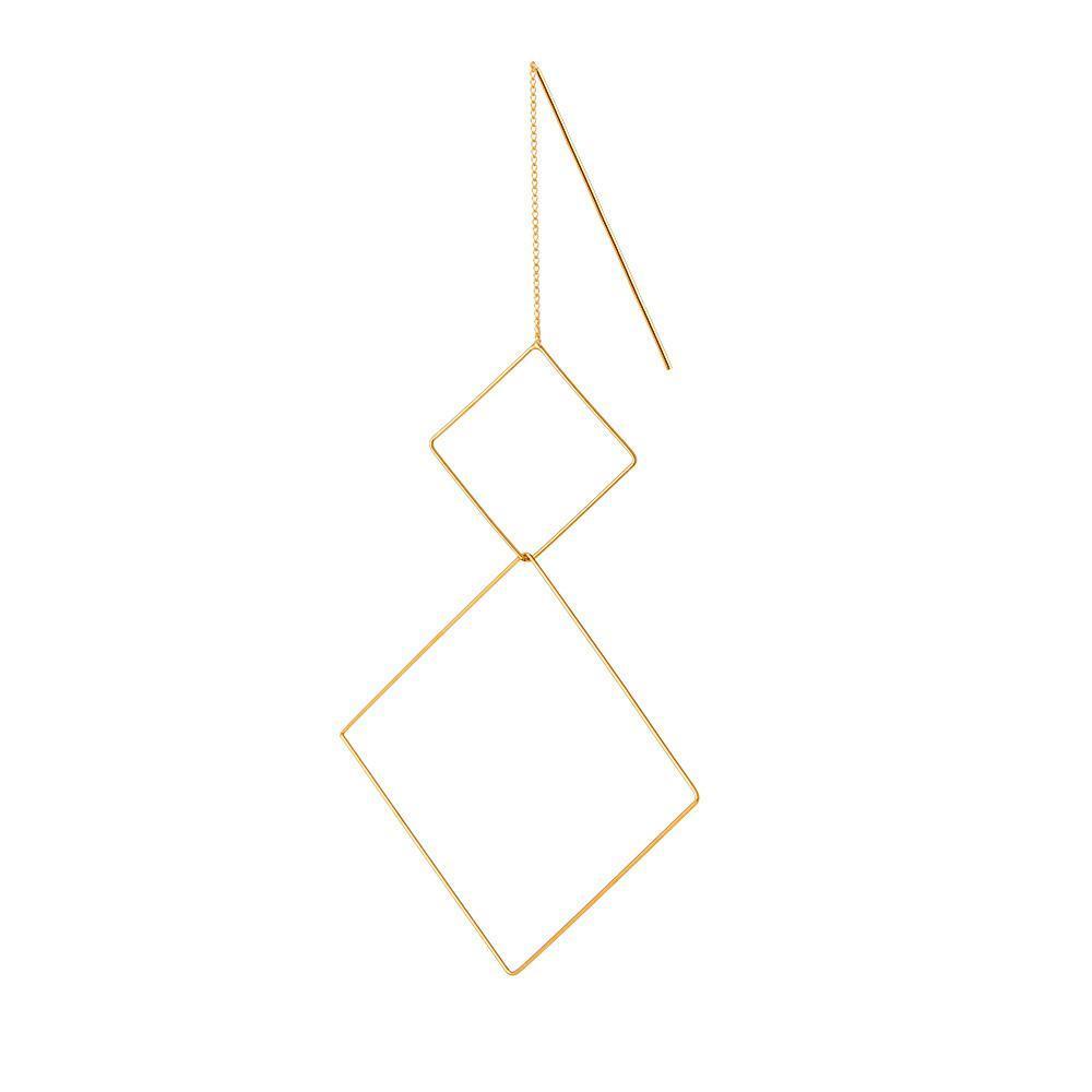 Gold Plated Hanging Earring With Double Squares - 2295.jpeg Gold Plated Hanging Earring With Double Squares