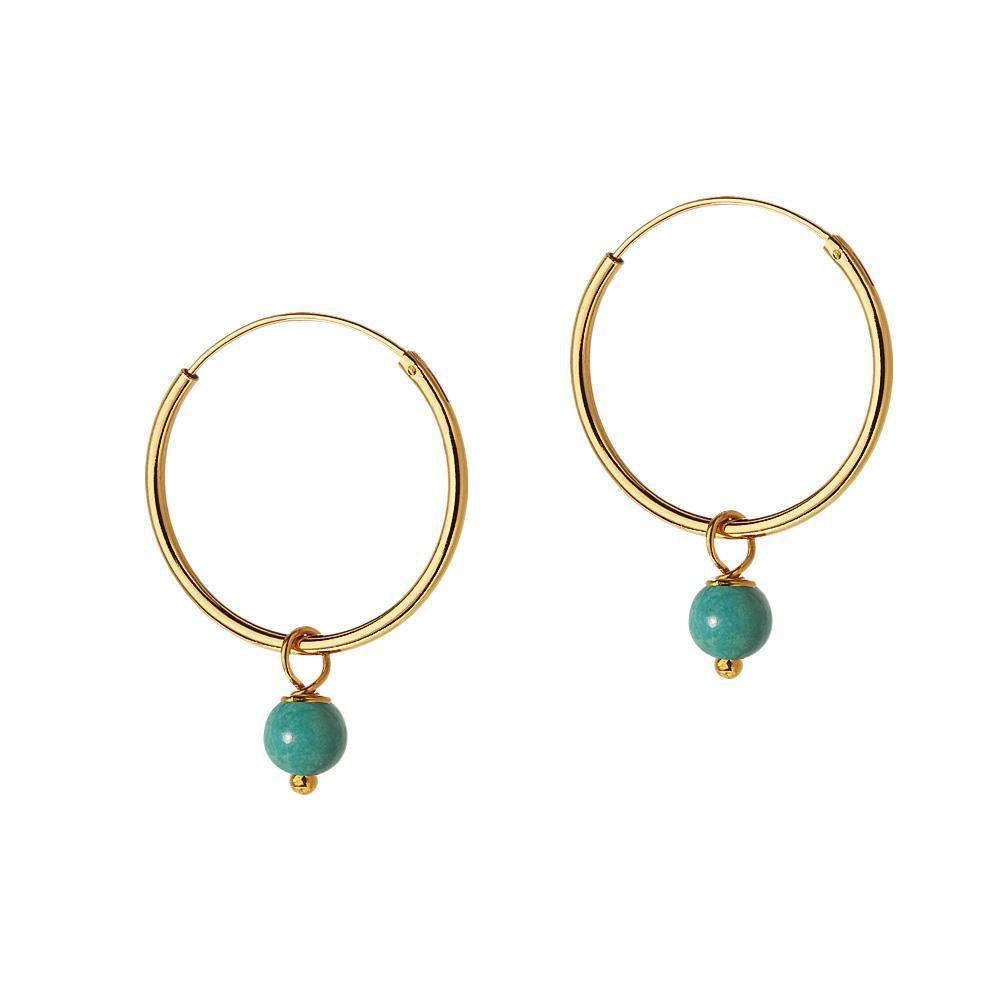 Gold Plated Hoop With Turquoise Blue Stone