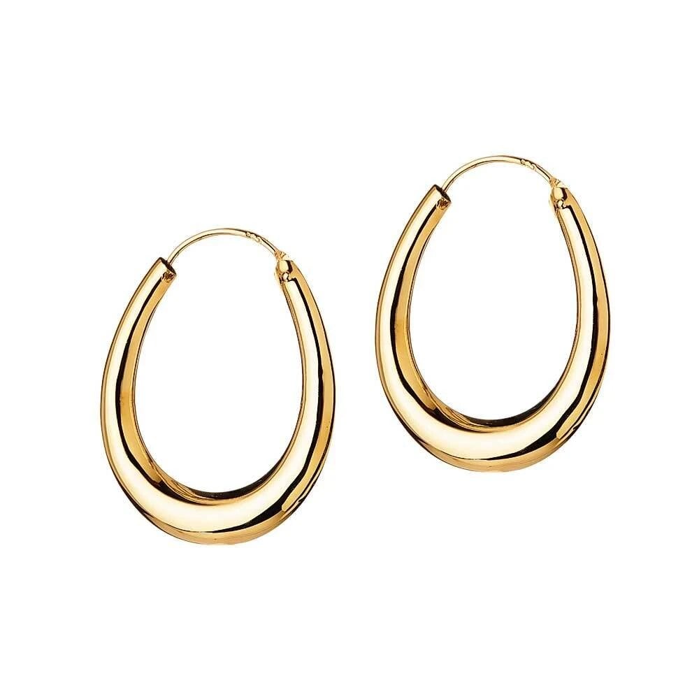 Gold Plated Oval Bold Indian Hoop