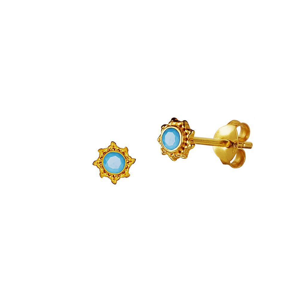 Gold Plated Sun Turquoise Stud Earring - 2359.jpeg Gold Plated Sun Turquoise Stud Earring