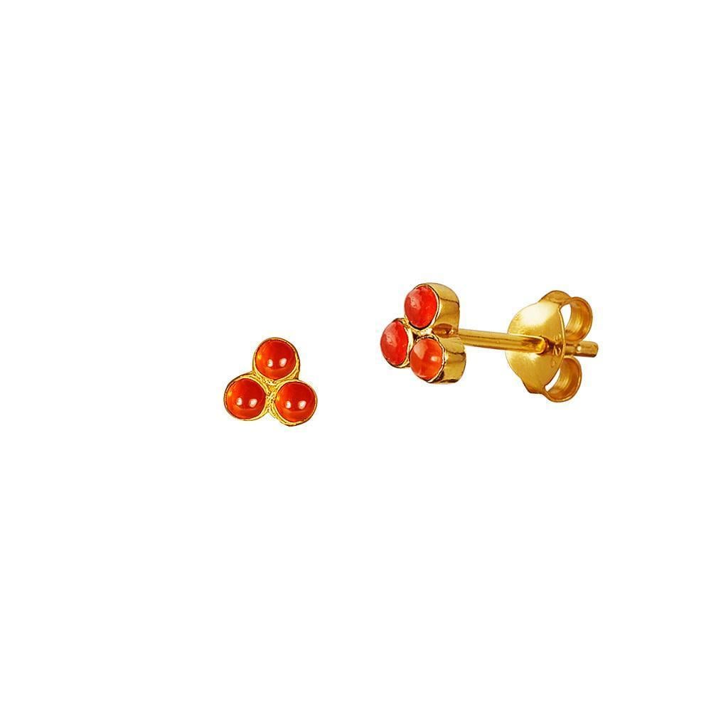 Gold Plated Triangle Red Onyx Stud Earring - 2357.jpeg Gold Plated Triangle Red Onyx Stud Earring