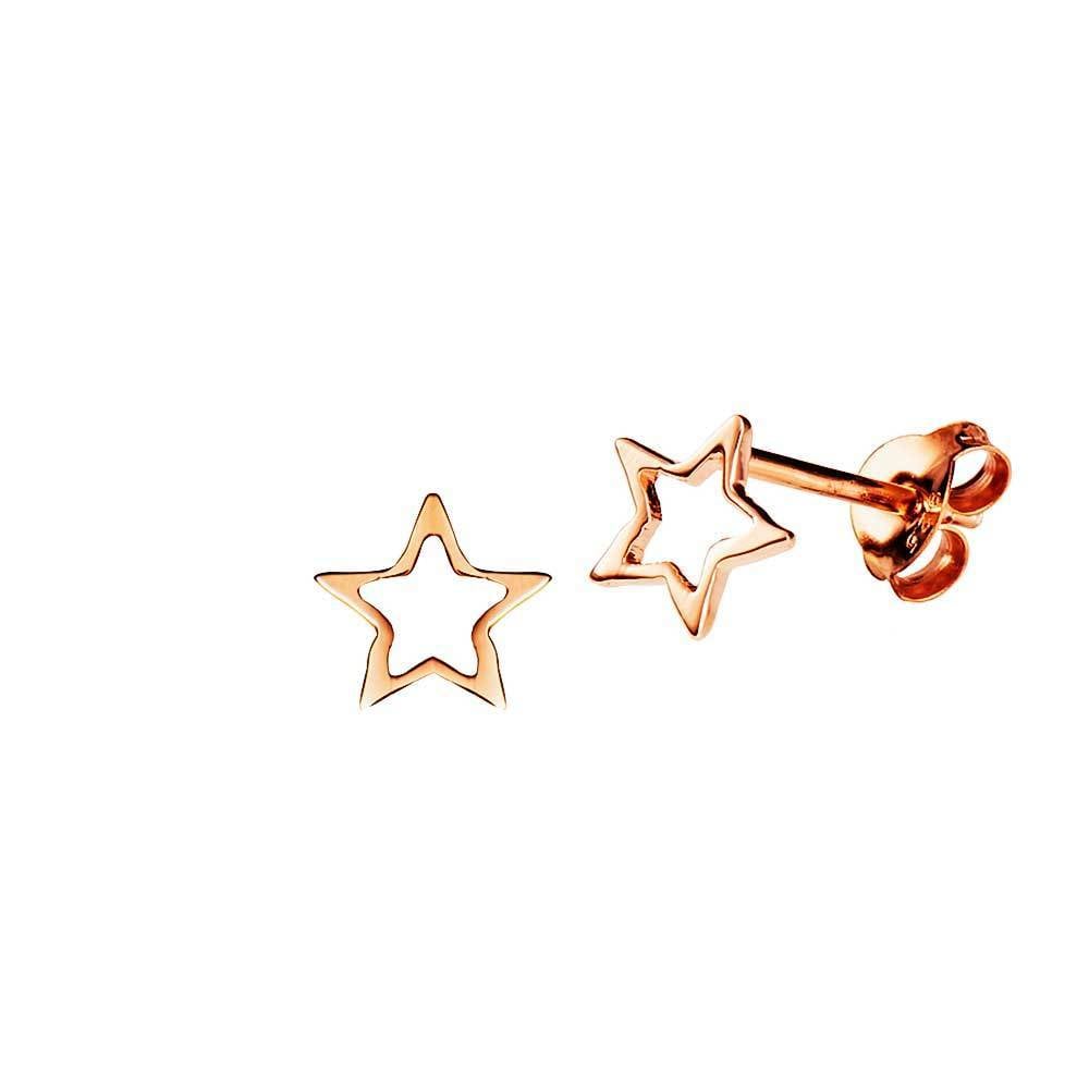 Rosé Gold Plated Open Star Stud Earring