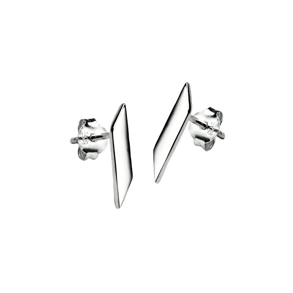 Silver Flat Bar Stud Earring