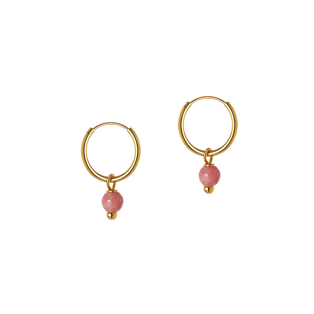 Small Gold Plated Hoop With Pink Stone - 2274.jpeg Small Gold Plated Hoop With Pink Stone