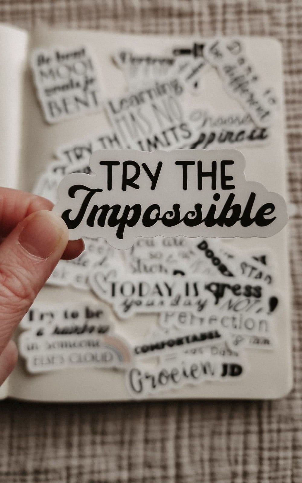 Motiverende quote stickerset, mix engels/nederlands set van 20 stuks