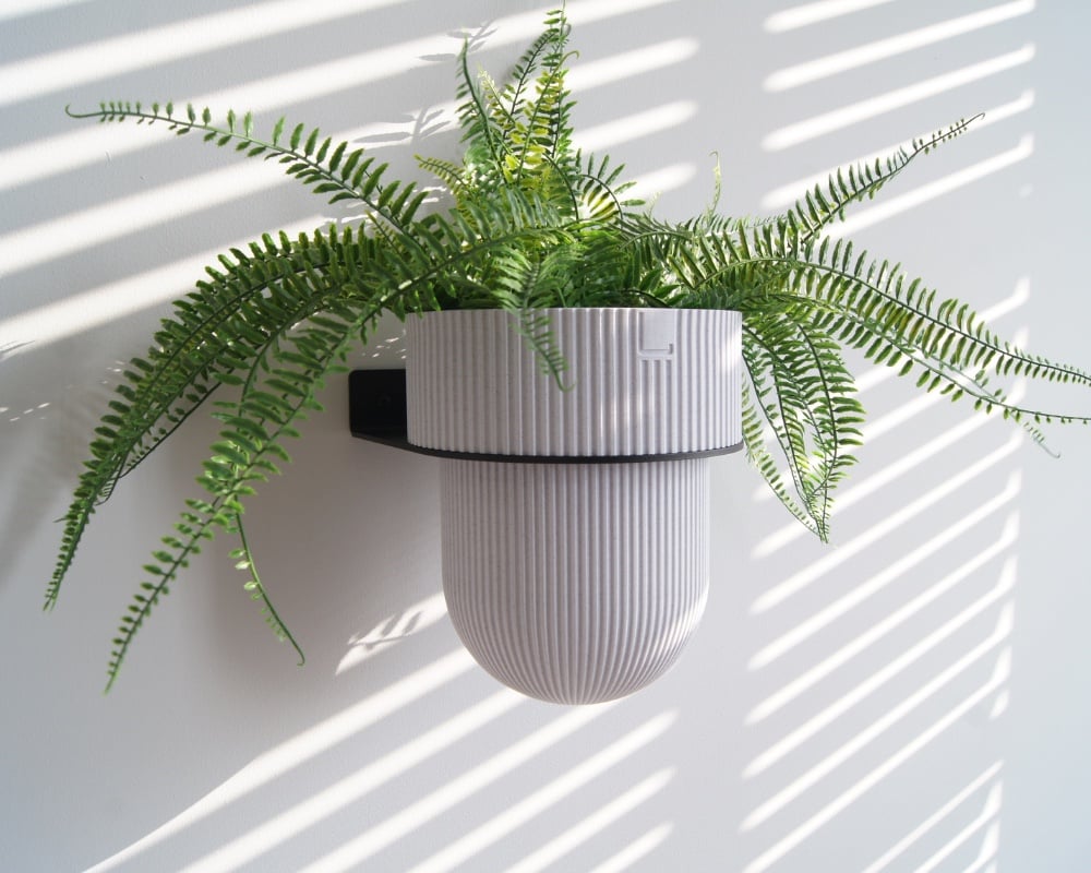 STERKSTAEL Flora S Eco Pot Marble Grey - bloempothouder - kleur houde… - 87072 STERKSTAEL Flora S Eco Pot Marble Grey - bloempothouder - kleur houder zwart - kleur pot marmer grijs - inclusief bloempot ø12cm - poedercoating - staal - verticale muur
