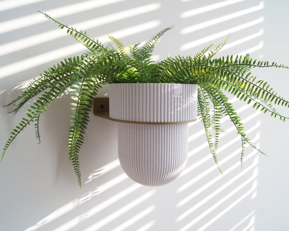 STERKSTAEL Flora S Eco Pot Marble Grey - bloempothouder - kleur houder goud - kleur pot marmer grijs - inclusief bloempot ø12cm - poedercoating - staal - verticale tuin