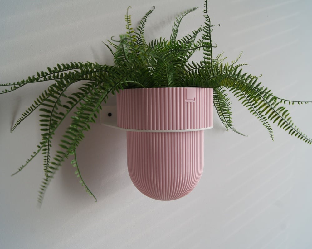 STERKSTAEL Flora S Eco Pot Pink Blossom - bloempothouder - kleur houder wit - kleur pot zacht roze - inclusief bloempot ø12cm - poedercoating - staal