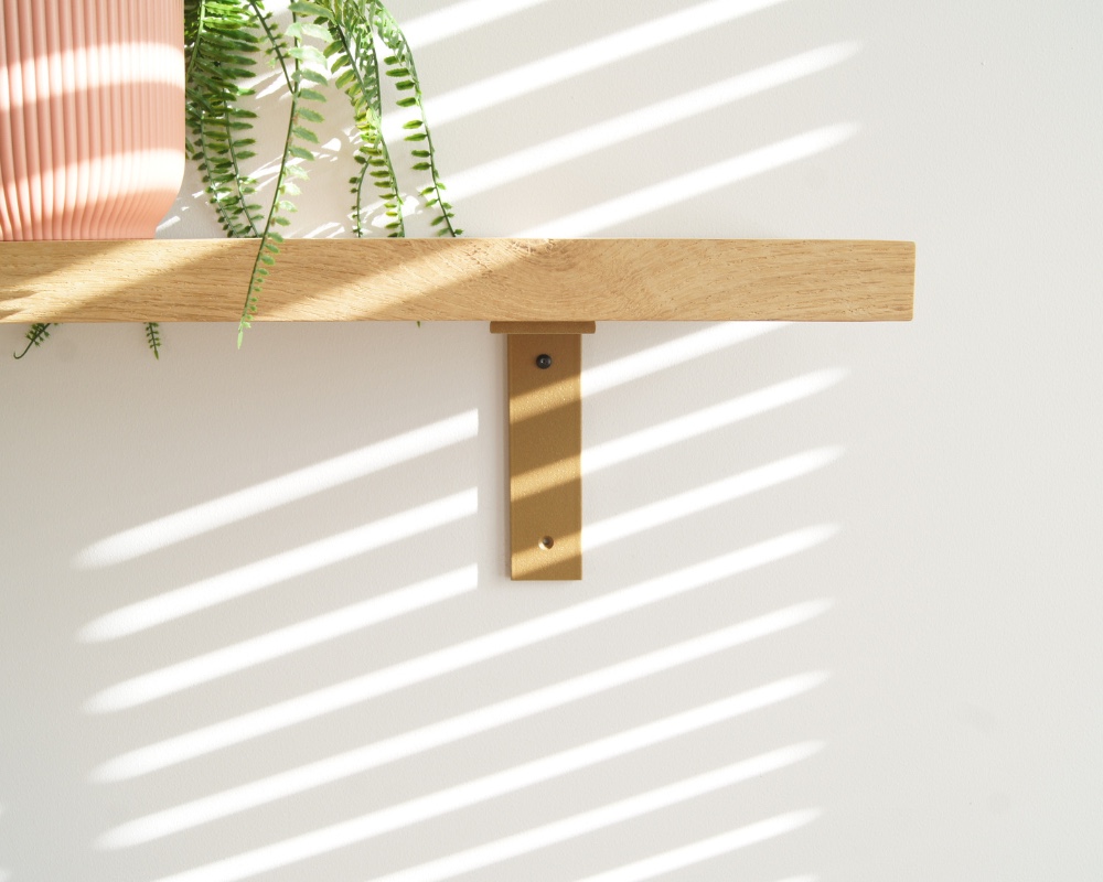 STERKSTAEL Ares Goud - industriële plankdrager – geschikt voor een plank van 20 to 25 cm – kleur goud – incl. bevestigingsmateriaal - poedercoating – staal - 1 stuk