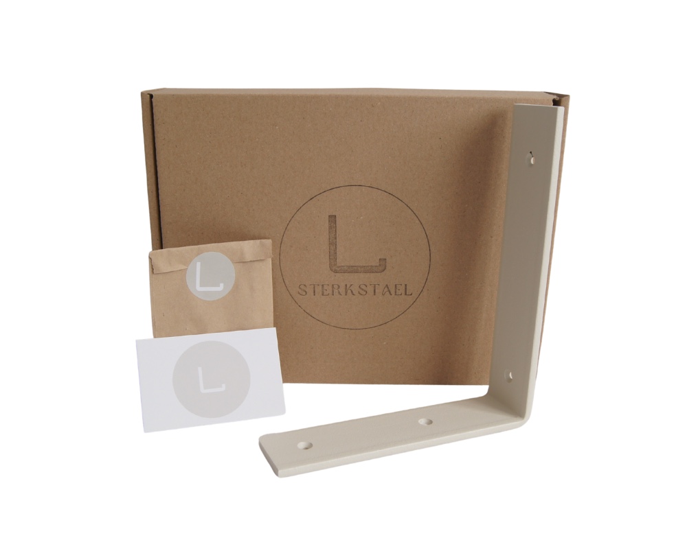 STERKSTAEL Ares Japandi Beige - industriële plankdrager – geschikt… - 103234 STERKSTAEL Ares Japandi Beige - industriële plankdrager – geschikt voor een plank van 20 to 25 cm – kleur Beige – incl. bevestigingsmateriaal - poedercoating – staal - 1 stuk