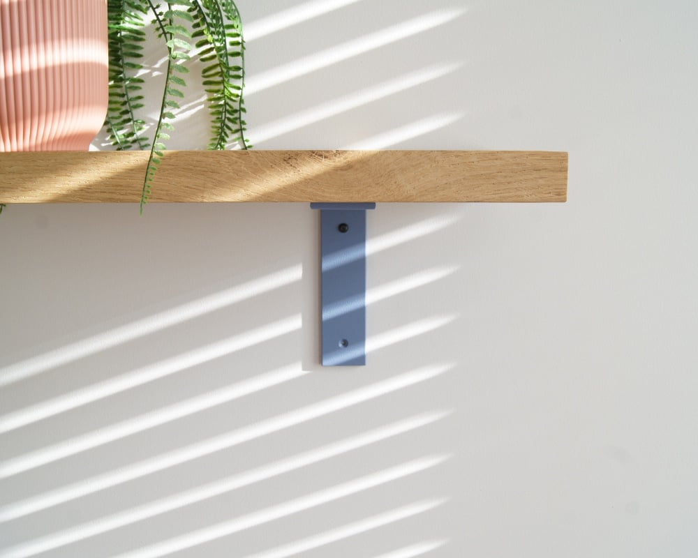 STERKSTAEL Ares Satijn Grijsblauw - industriële plankdrager – geschikt voor een plank van 20 to 25 cm – kleur grijs blauw – incl. bevestigingsmateriaal - poedercoating – staal - 1 stuk