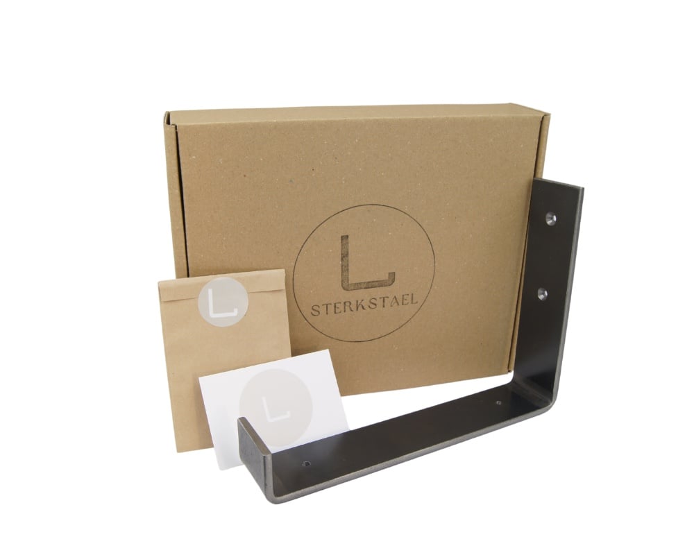 STERKSTAEL Odin Gun Metal - industriële plankdrager – geschikt voor een plank van 20 cm – kleur naturel gunmetal – incl. bevestigingsmateriaal - poedercoating – staal - 1 stuk