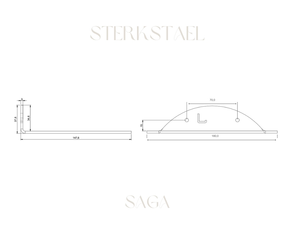 STERKSTAEL Saga Japandi Beige - wandplank - kleur beige - poedercoating - staal - wandrek