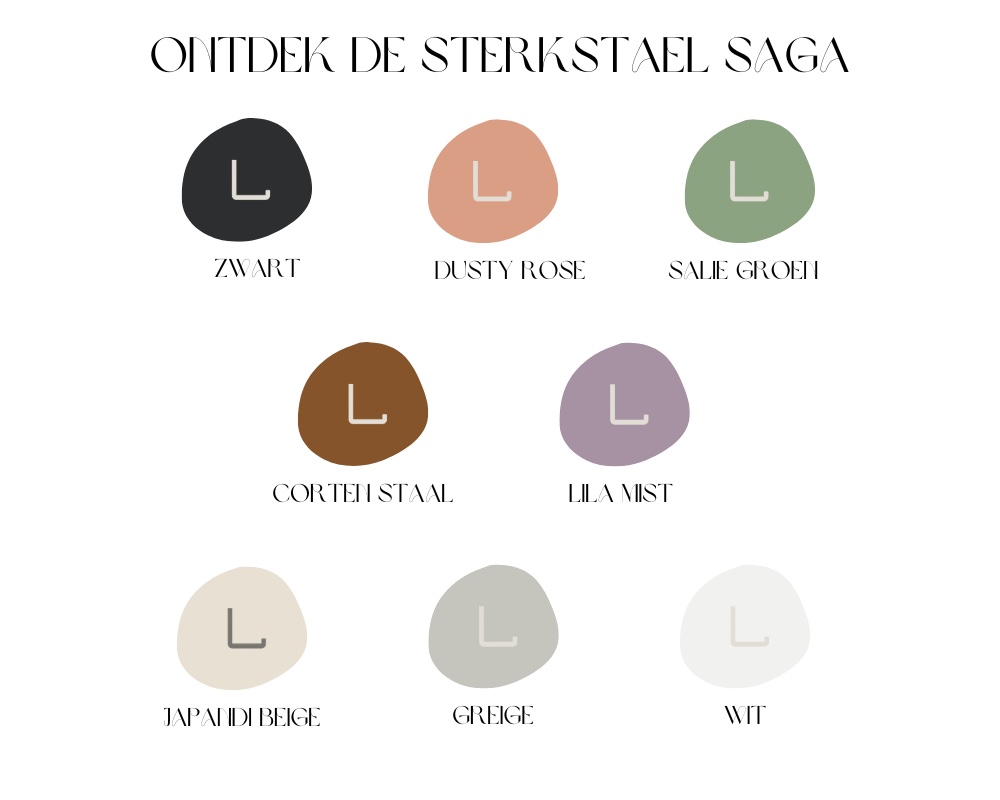 STERKSTAEL Saga Lila Mist - wandplank - kleur lavendel paars - poedercoating - staal - wandrek