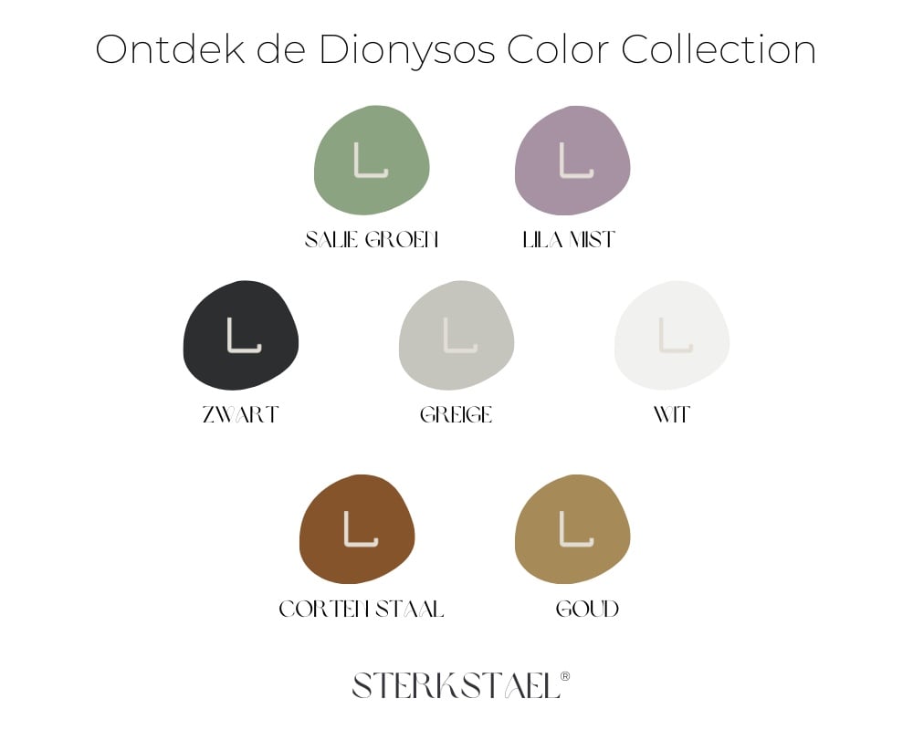 STERKSTAEL Dionysos SALIE GROEN - wijnrek voor aan de muur metaal - poedercoating - staal - kleur salie groen - 1 stuk