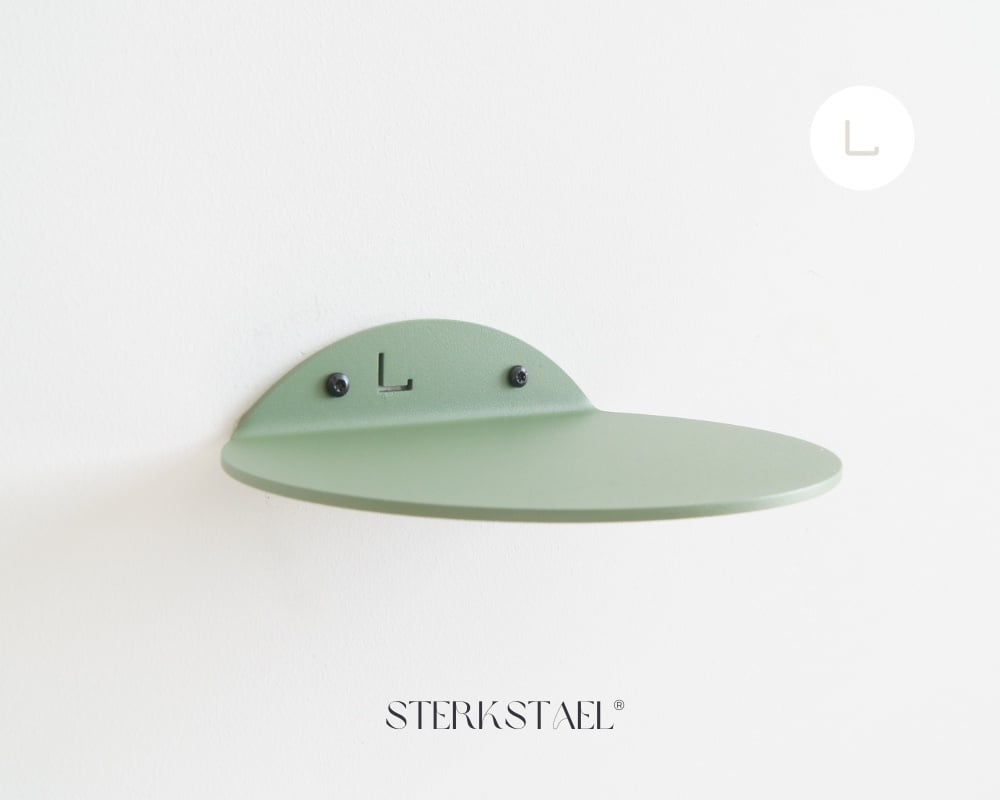 STERKSTAEL Saga wandplank Salie Groen - stalen wandplank - kleur Groe… - 133209 STERKSTAEL Saga wandplank Salie Groen - stalen wandplank - kleur Groen - poedercoating - staal - wandrek - wandplankje - inclusief bevestigingsmateriaal – draagkracht van 10 kg – 1 stuk