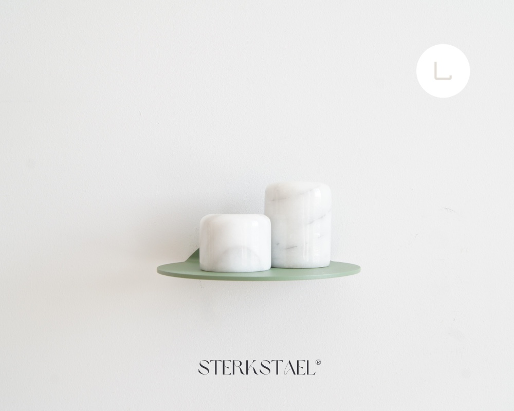 STERKSTAEL Saga wandplank Salie Groen - stalen wandplank - kleur Groe… - 133212 STERKSTAEL Saga wandplank Salie Groen - stalen wandplank - kleur Groen - poedercoating - staal - wandrek - wandplankje - inclusief bevestigingsmateriaal – draagkracht van 10 kg – 1 stuk