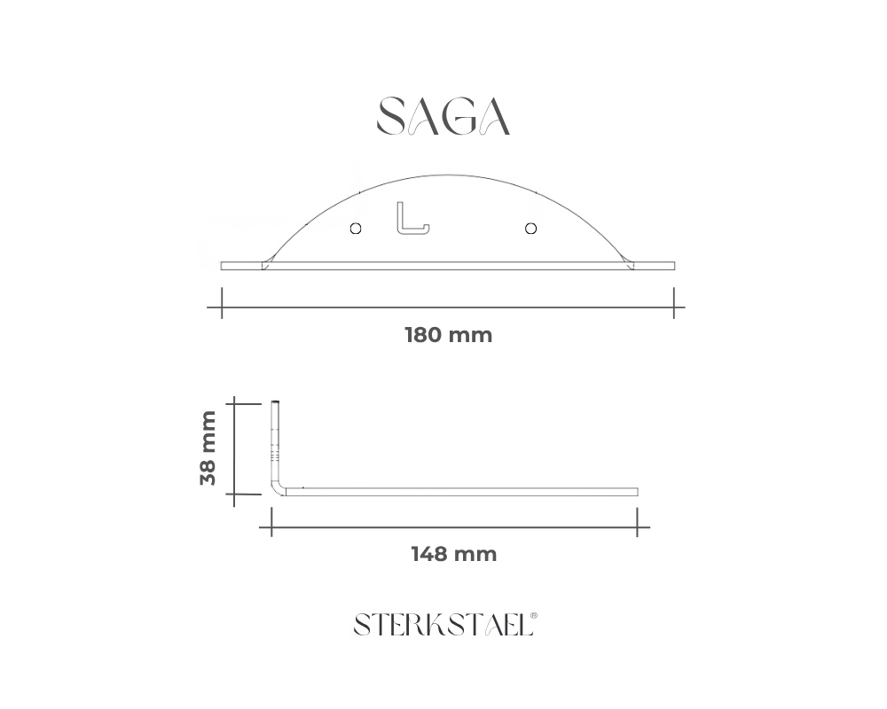 STERKSTAEL Saga wandplank Wit - stalen wandplank - kleur wit - poedercoating - staal - wandrek - wandplankje - inclusief bevestigingsmateriaal – draagkracht van 10 kg – 1 stuk