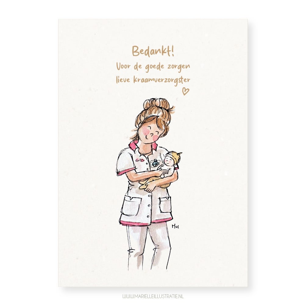 Bedankt kraamverzorgster, wenskaart 10x15cm