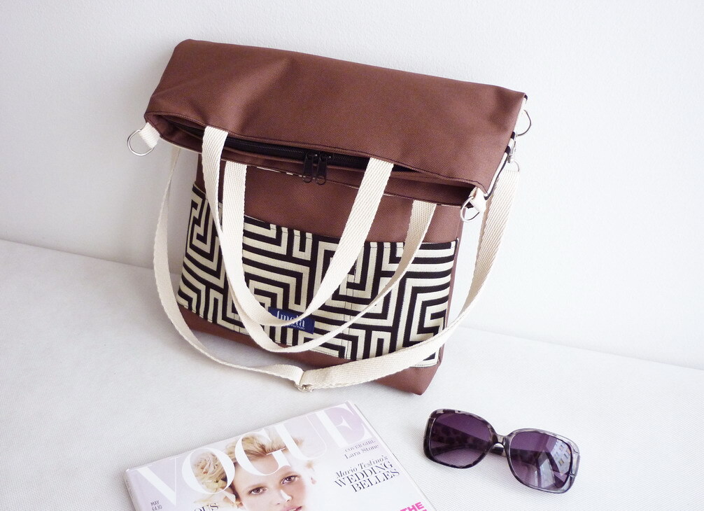 Grote schoudertas brokaat of griekse patroon