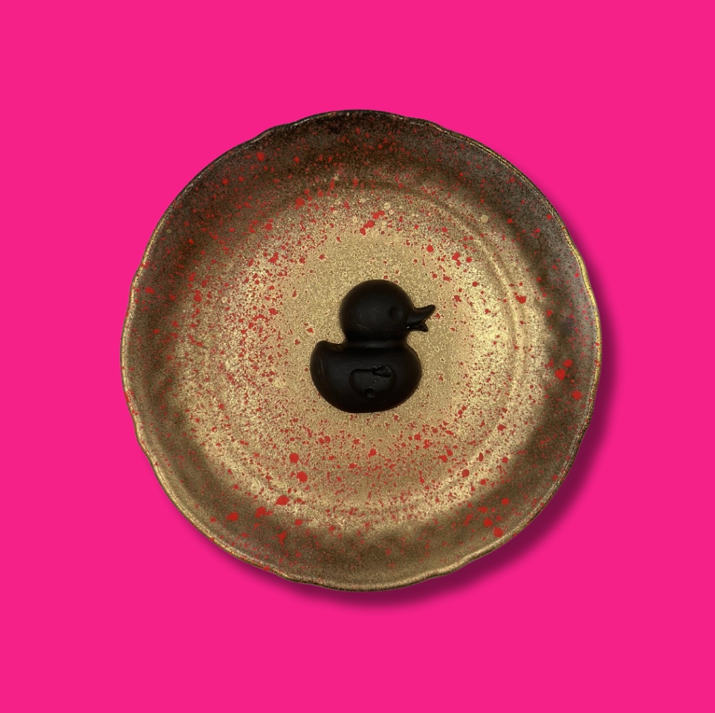 Vintage funky wandbordje "Black DUCKie - mini"