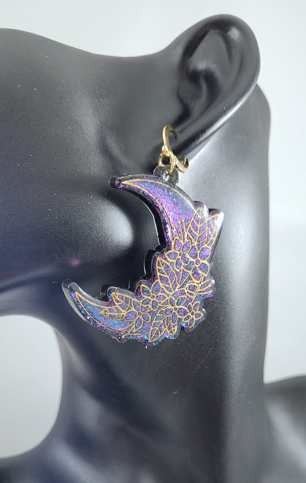 Halve maan bloemen oorbellen