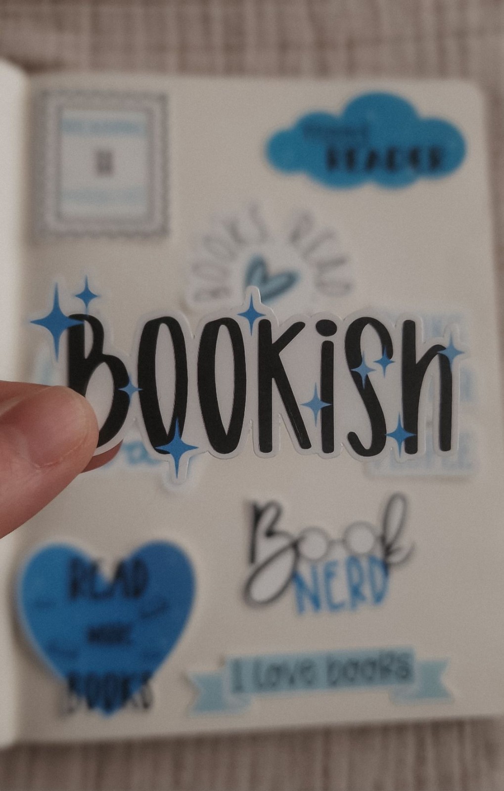 Bookish blauw stickerset, set van 10 stuks ( B )
