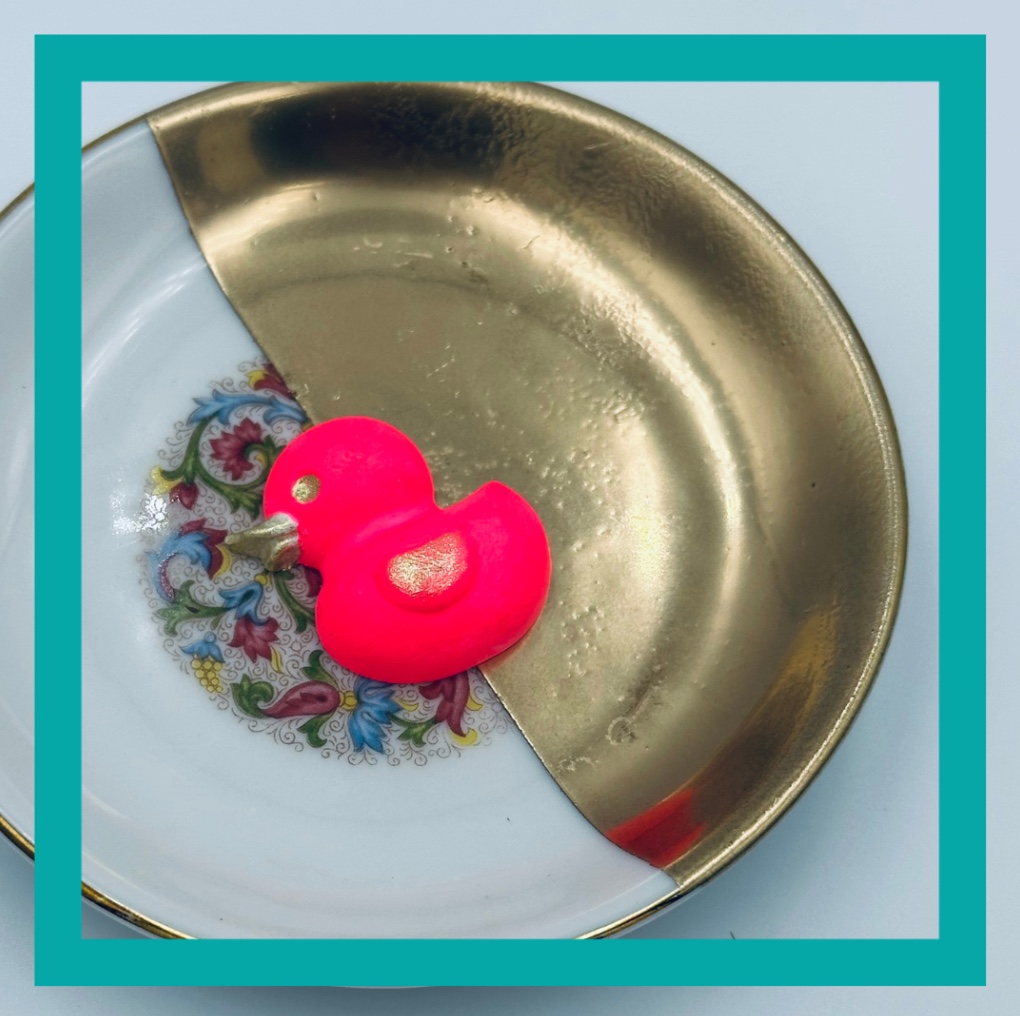 Vintage funky wandbordje "Pink DUCKie - mini"