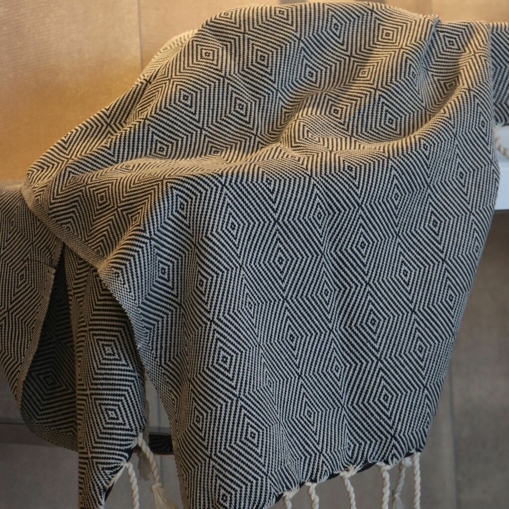 Hamamdoek - lykos - zwart - 100x180 cm