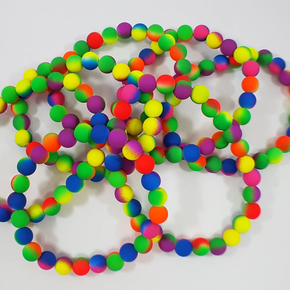 Meerkleurige neon kralen rek armband