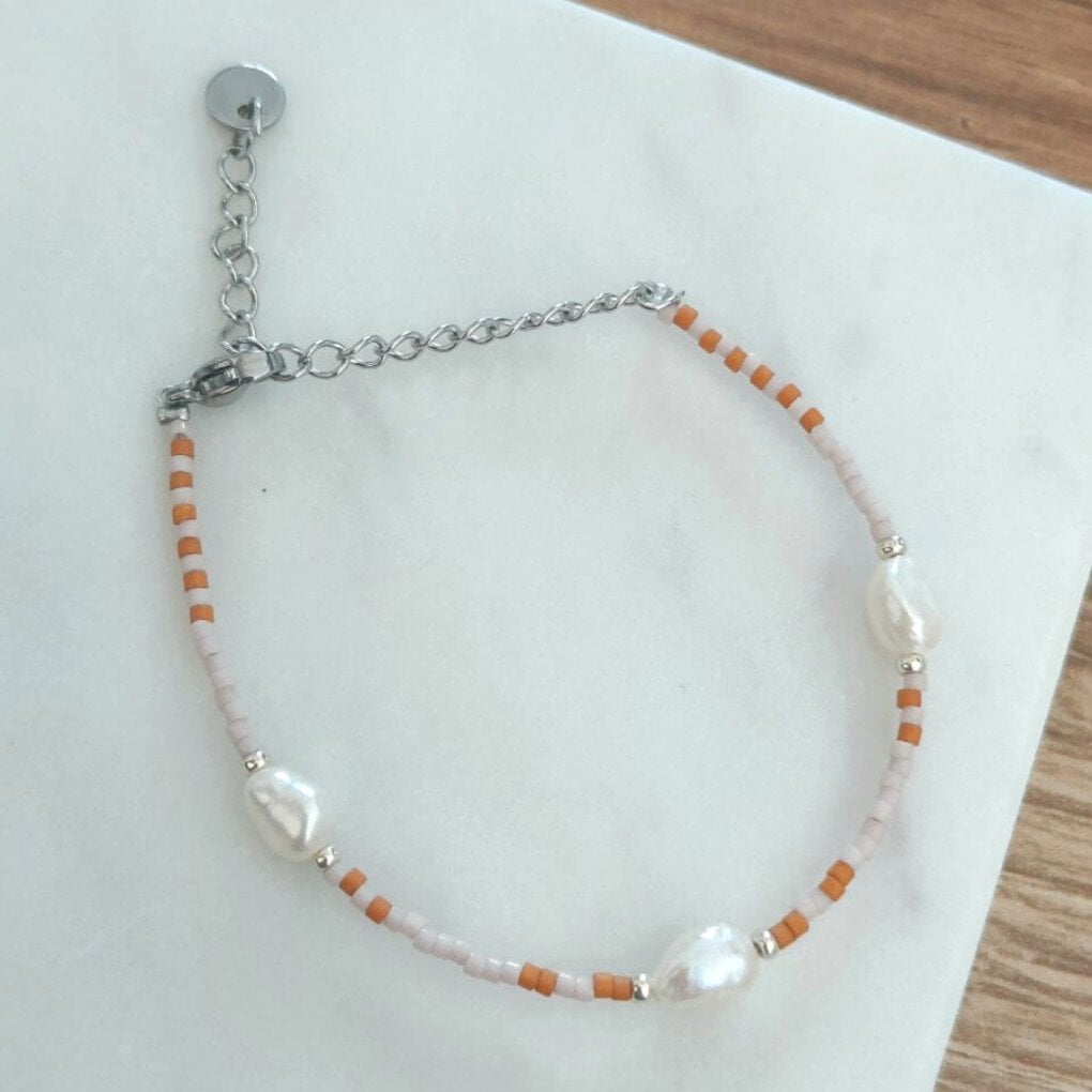 Pearl bracelet silver/pink