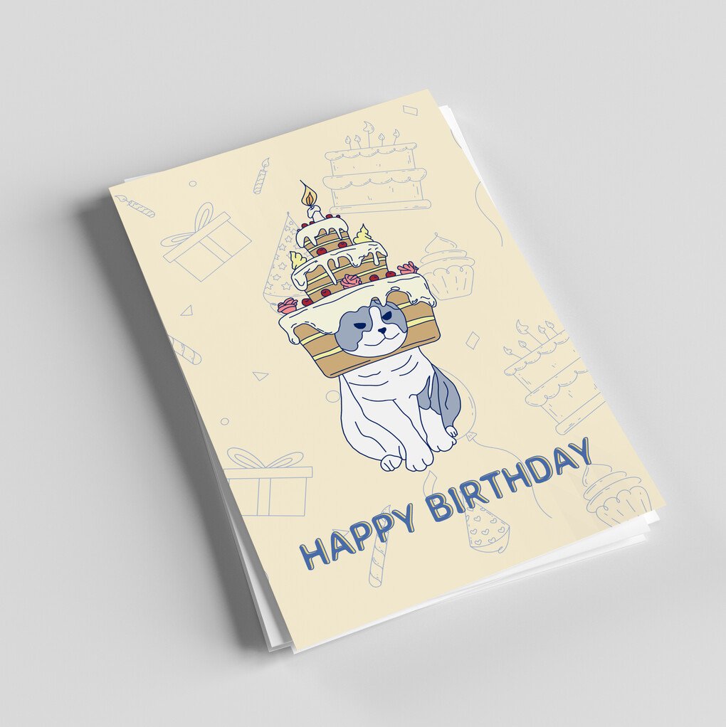 Wenskaart/ Birthday card - Birthday cat