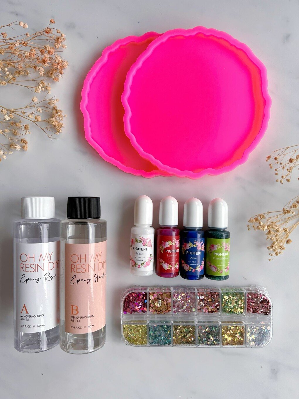 Geode Onderzetters & Favorites Pigment DIY set - zelf onderzetters maken met giethars.