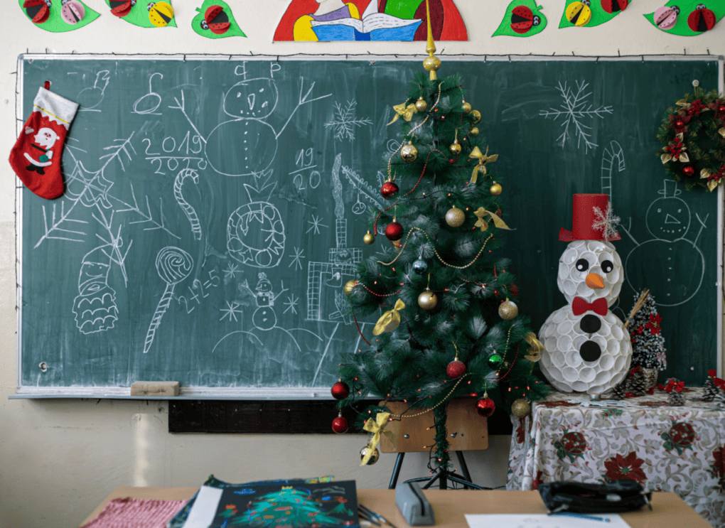 Krijtbord school kerst