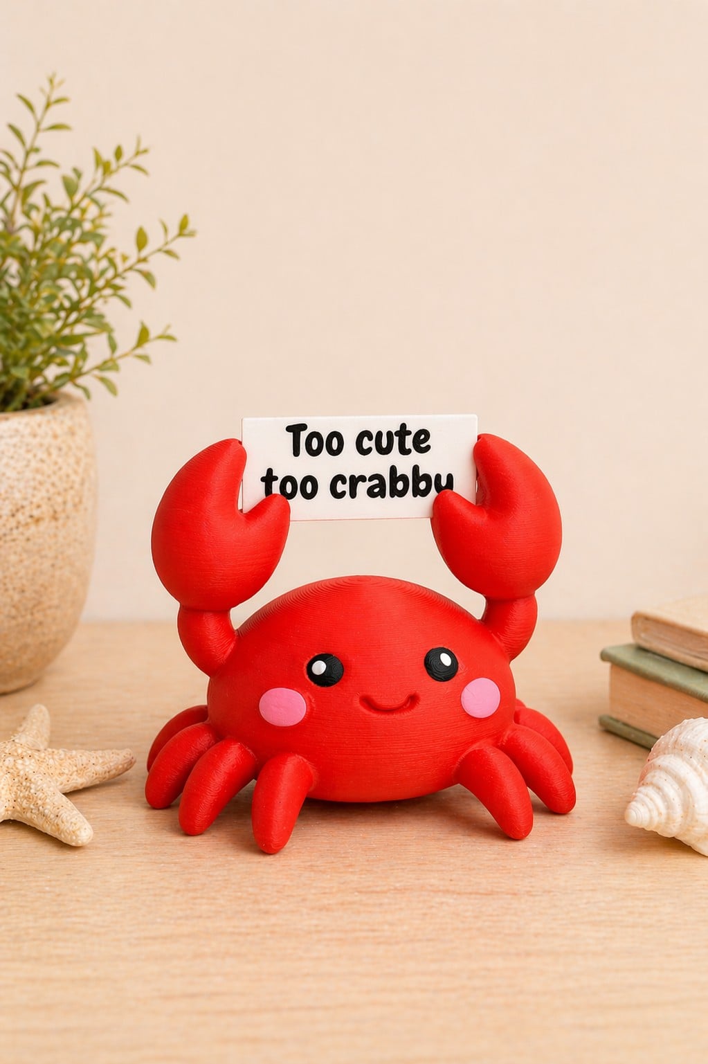 Handgemaakt Too Cute Too Crabby Krab Beeldje
