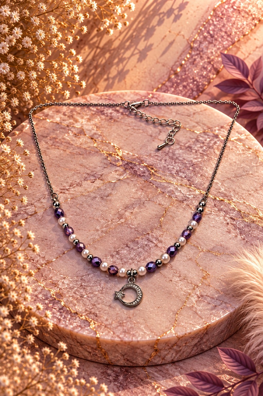 Amethyst Glow ketting – Glasparels & facetkralen - 152273 Amethyst Glow ketting – Glasparels & facetkralen